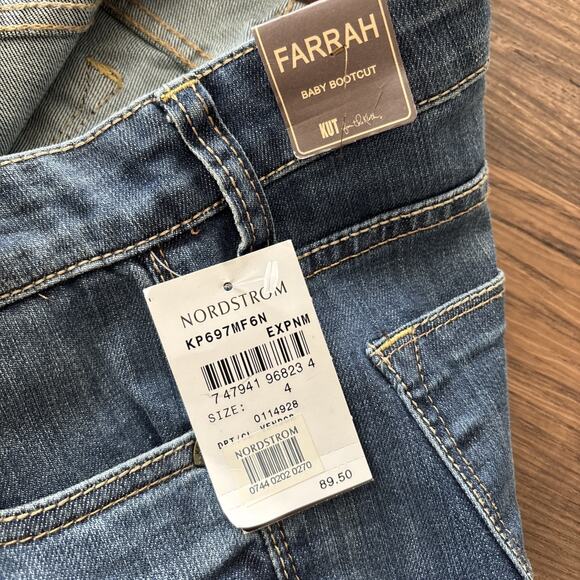 Kut from the Kloth Farrah Baby Bootcut Jeans Womens Sz 4 Mid Rise Medium Wash - Picture 6 of 12